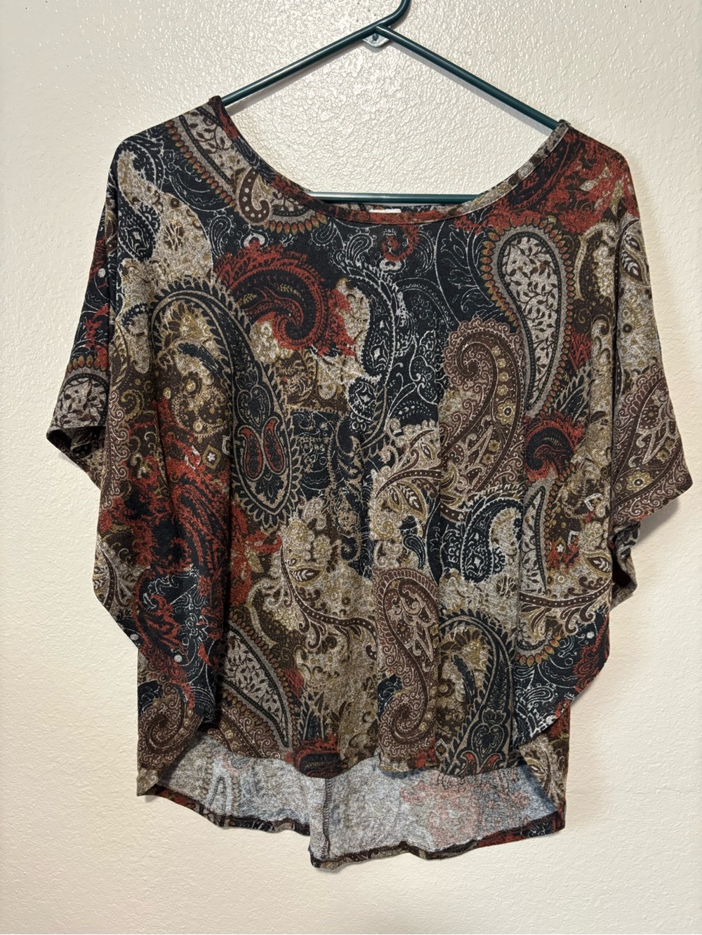 Whimsigoth Paisley Dolman Sleeve Boho Tunic Size Medium